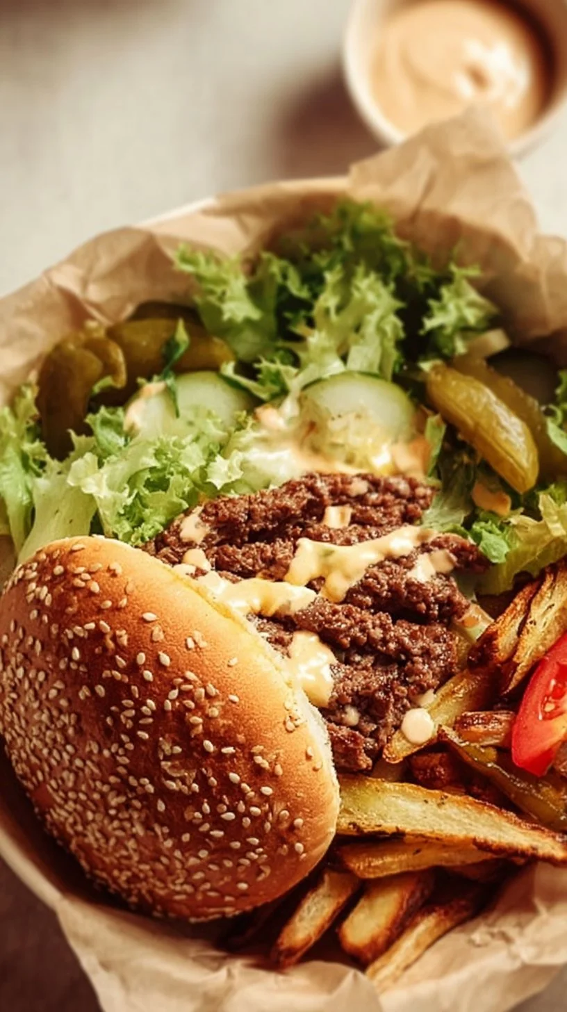 Delectable Burger Bowls with fresh toppings and juicy beef patties