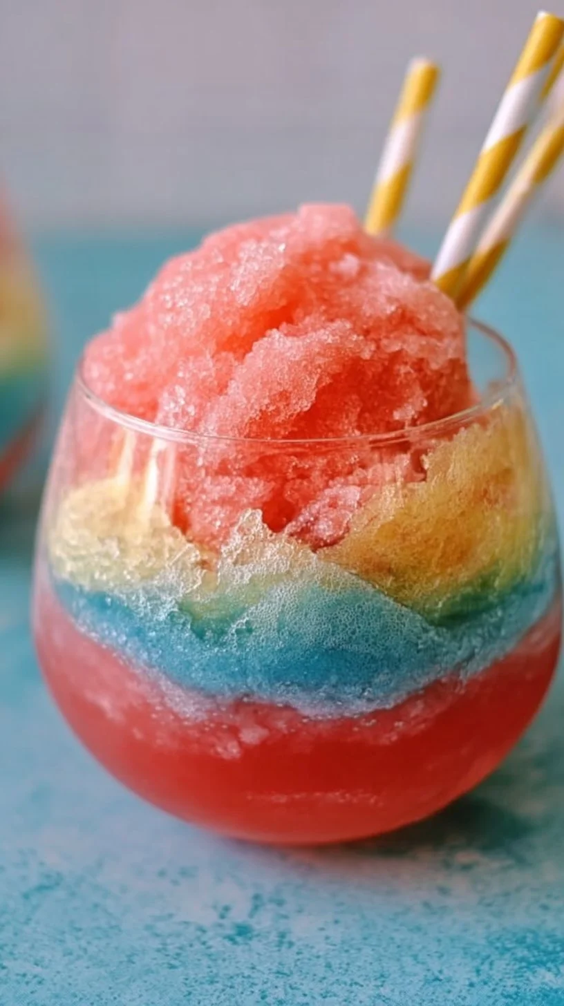 Colorful Rainbow Ice Cream Punch served in a glass for summer celebrations