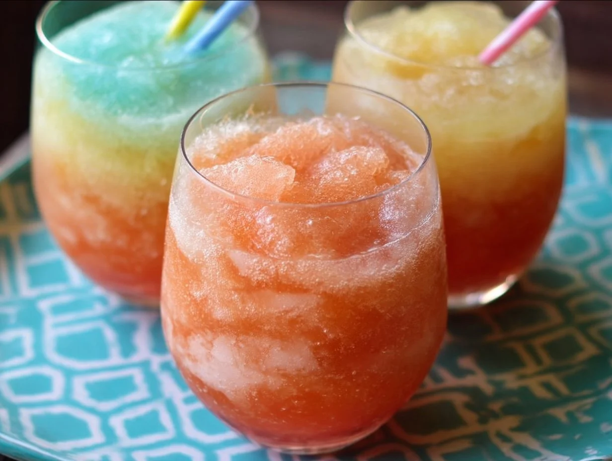 Colorful bowl of Rainbow Sherbet Punch with fruity flavors and ice cream